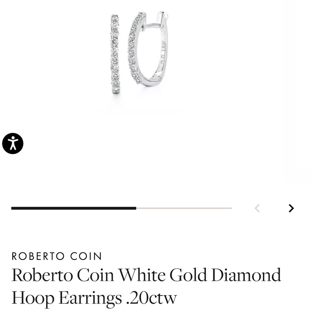 Authentic Roberto Coin White Gold Diamond Hoop Earrings